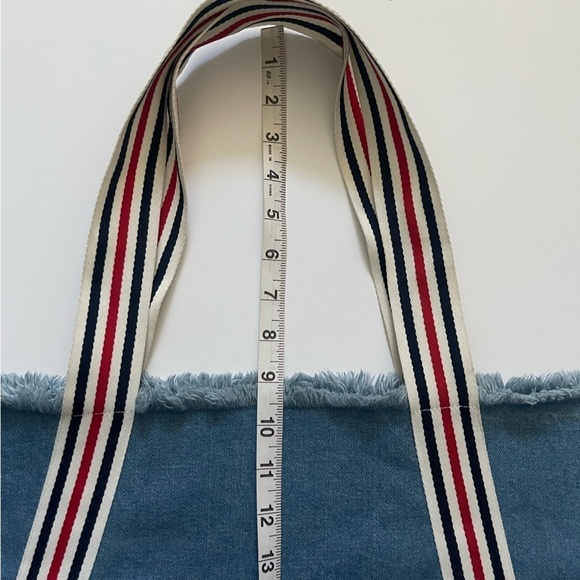 THML Denim Tote Shoulder Bag Cotton Canvas Beach Casual Blue Size Large - Picture 8 of 10